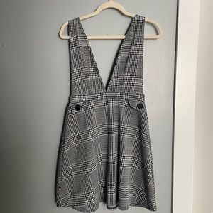 plaid overall dress